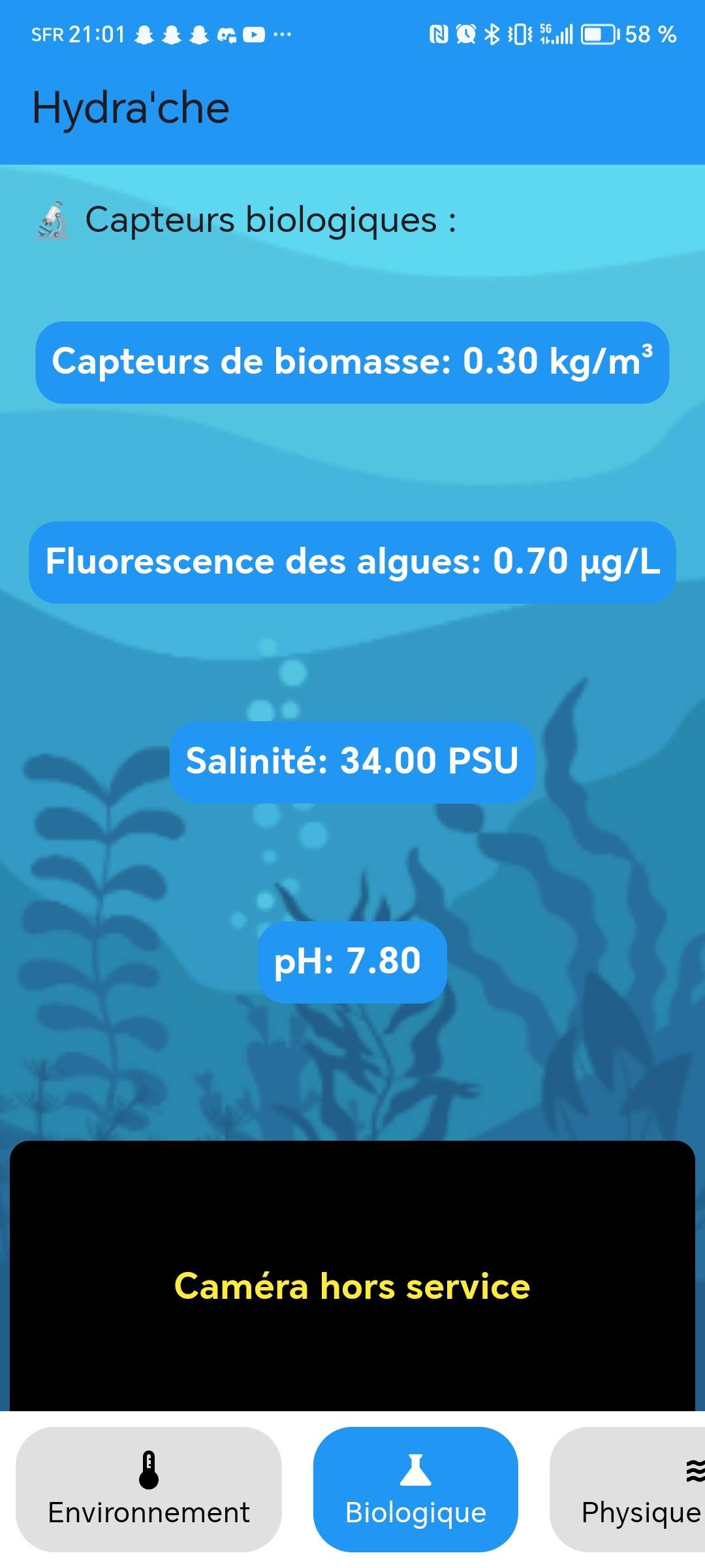 Capture d'écran de l'application Hydra'che